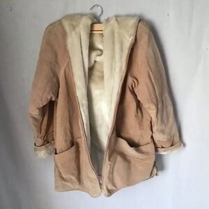 Winlit New York Leather Coat Size Medium Vintage Genuine Leather Faux Fur Size M